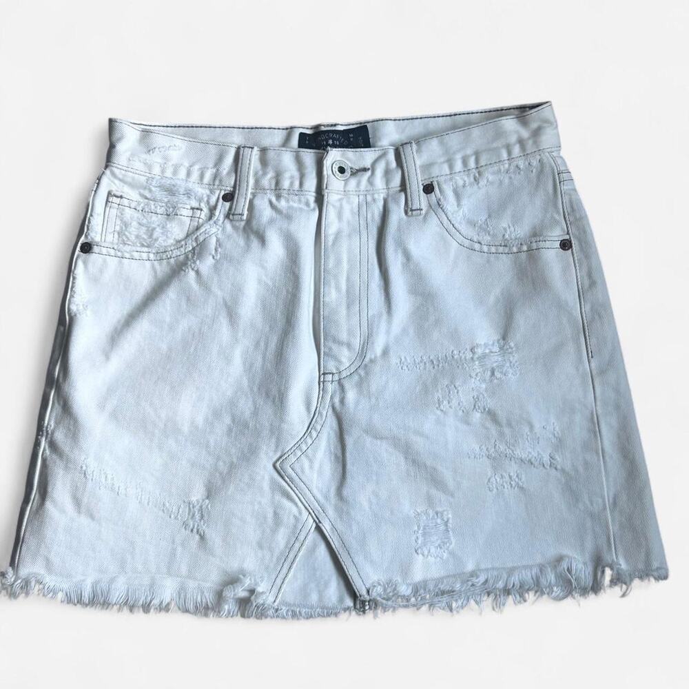 Lucky brand white denim‎ Mini Skirt 2/26 EUC Cute Distressed